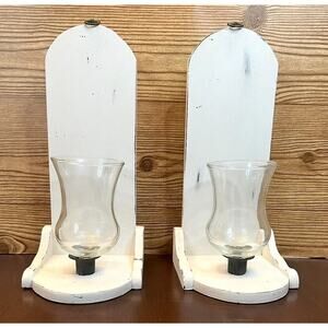Vintage Distressed Wooden Hanging Candle Holders Upcycled Vintage Shabby Chic